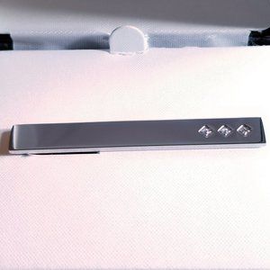 Two Tone Steel Tie Clip With Set CZ Stones